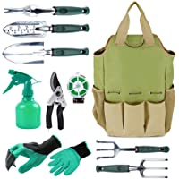 Herramienta de jardín organizador bolsa con 10 piezas herramientas de jardín- mejor Set de regalo de jardinería…